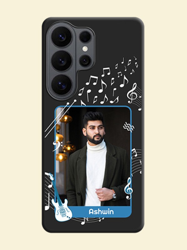 Musical Theme Design with Text on Photo On Space Black Custom Soft Matte Mobile Back Cover - Samsung Galaxy S26 Ultra 5G