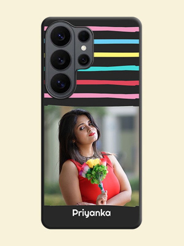 Multicolor Lines with Image On Space Black Custom Soft Matte Mobile Back Cover - Samsung Galaxy S26 Ultra 5G