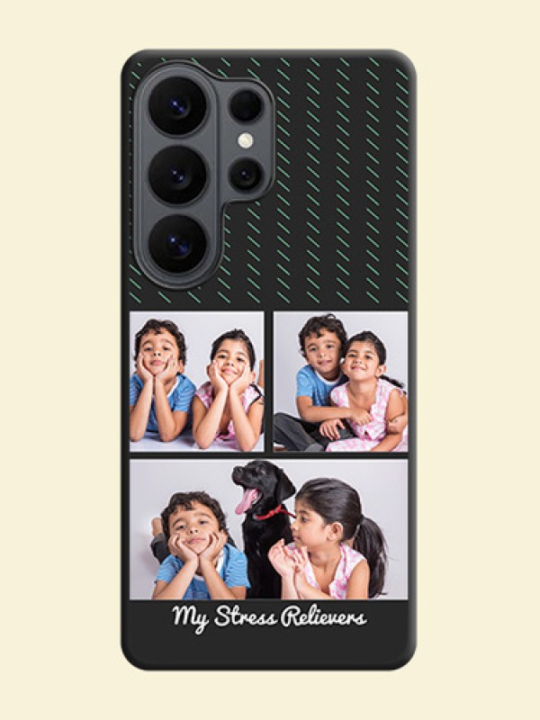 Cross Dotted Pattern with 2 Image Holder On Space Black Custom Soft Matte Mobile Back Cover - Samsung Galaxy S26 Ultra 5G
