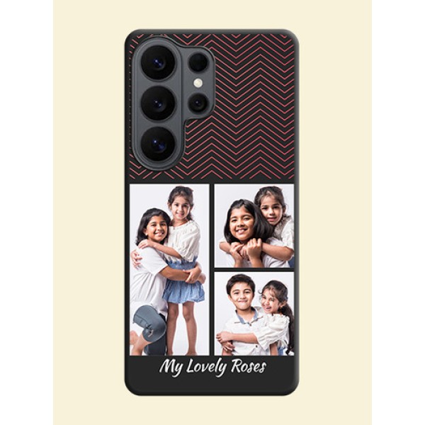 Wave Pattern with 3 Image Holder On Space Black Custom Soft Matte Mobile Back Cover - Samsung Galaxy S26 Ultra 5G