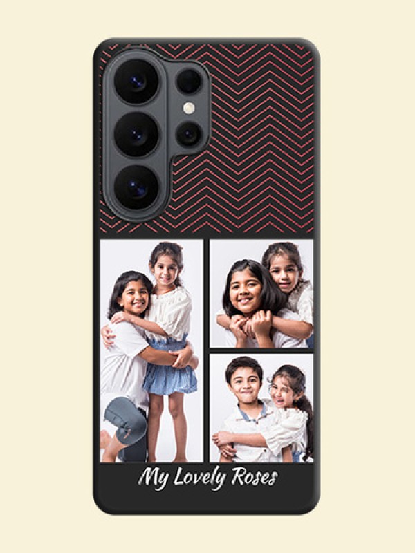 Wave Pattern with 3 Image Holder On Space Black Custom Soft Matte Mobile Back Cover - Samsung Galaxy S26 Ultra 5G
