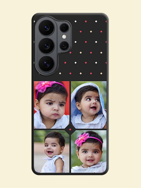 Multicolor Dotted Pattern with 4 Image Holder On Space Black Custom Soft Matte Mobile Back Cover - Samsung Galaxy S26 Ultra 5G