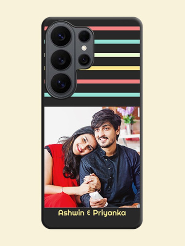 Color Stripes with Photo and Text on Photo On Space Black Custom Soft Matte Mobile Back Cover - Samsung Galaxy S26 Ultra 5G