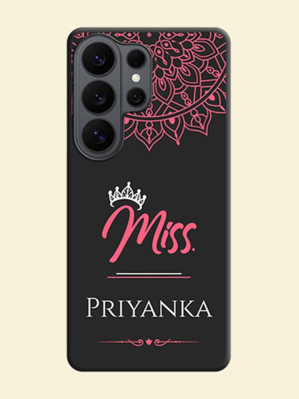 Mrs Name with Floral Design On Space Black Custom Soft Matte Mobile Back Cover - Samsung Galaxy S26 Ultra 5G