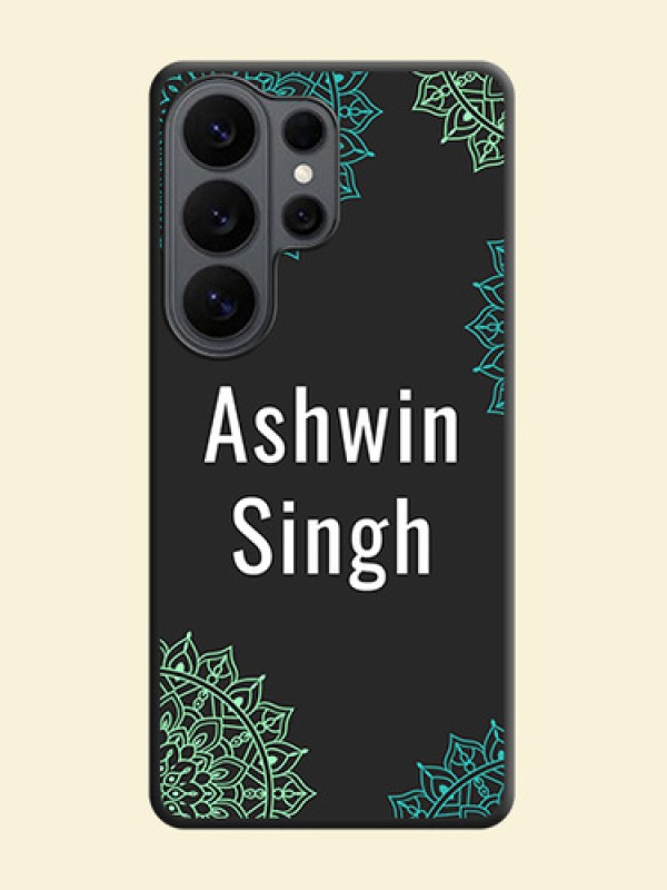 Your Name with Floral Design On Space Black Custom Soft Matte Mobile Back Cover - Samsung Galaxy S26 Ultra 5G