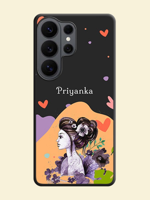 Namecase For Her With Fancy Lady Image On Space Black Custom Soft Matte Mobile Back Cover - Samsung Galaxy S26 Ultra 5G