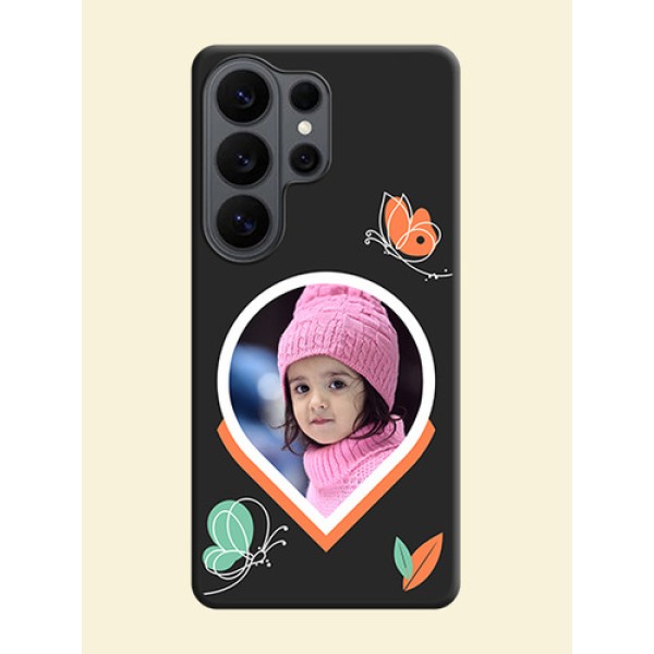 Upload Pic With Simple Butterly Design On Space Black Custom Soft Matte Mobile Back Cover - Samsung Galaxy S26 Ultra 5G Upload Pic With Simple Butterly Design On Space Black Custom Soft Matte Mobile Back Cover - Samsung Galaxy S26 Ultra 5G