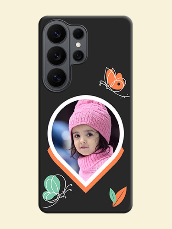 Upload Pic With Simple Butterly Design On Space Black Custom Soft Matte Mobile Back Cover - Samsung Galaxy S26 Ultra 5G