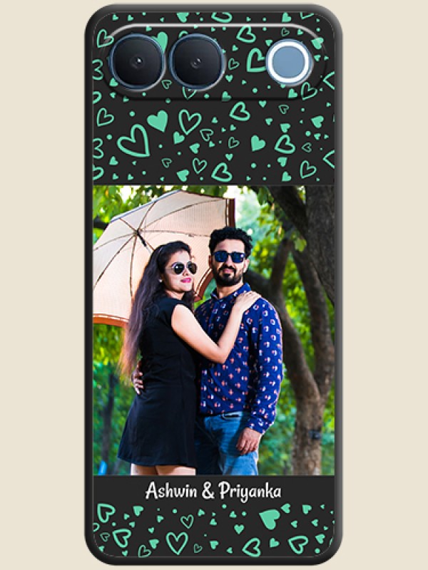 Sea Green Indefinite Love Pattern on Photo On Space Black Custom Soft Matte Mobile Back Cover - Vivo S2 5G