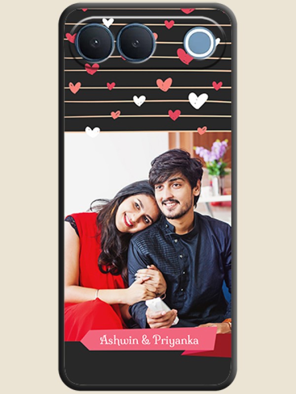 Love Pattern with Name on Pink Ribbon on Photo On Space Black Custom Soft Matte Mobile Back Cover - Vivo S2 5G