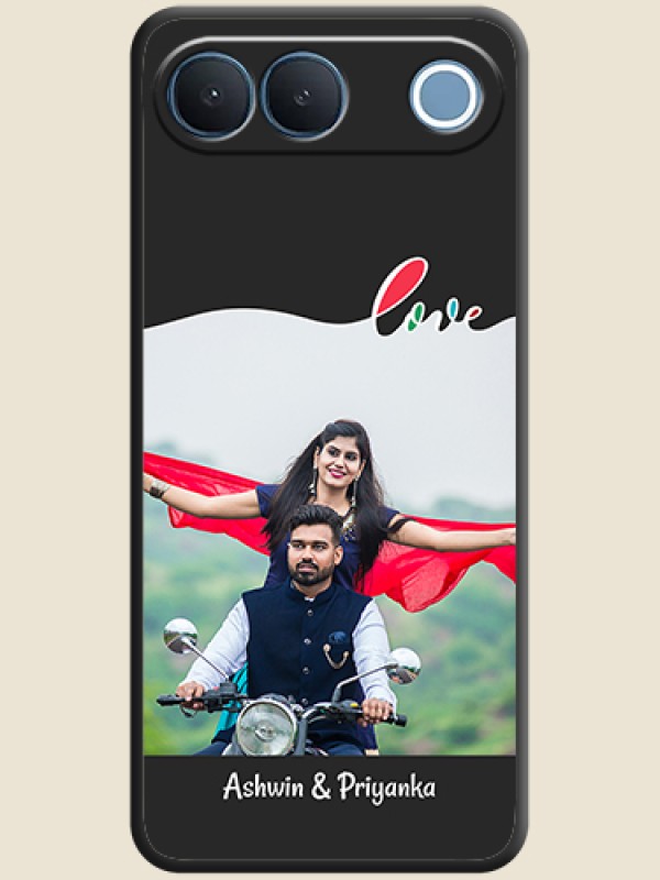 Fall in Love Pattern with Picture on Photo On Space Black Custom Soft Matte Mobile Back Cover - Vivo S2 5G