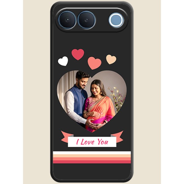 Love Shaped Photo with Colorful Stripes On Space Black Custom Soft Matte Mobile Back Cover - Vivo S2 5G