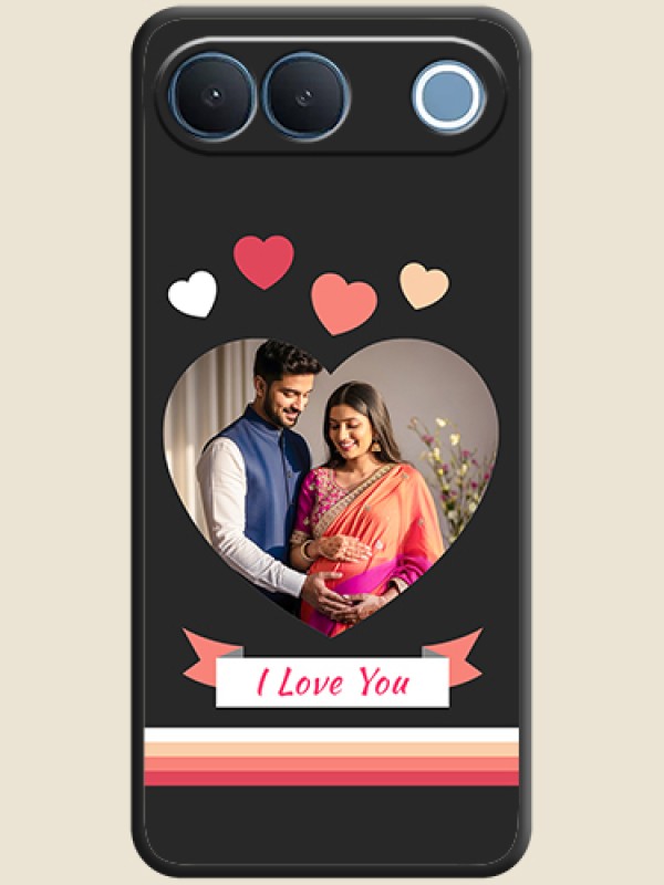 Love Shaped Photo with Colorful Stripes On Space Black Custom Soft Matte Mobile Back Cover - Vivo S2 5G