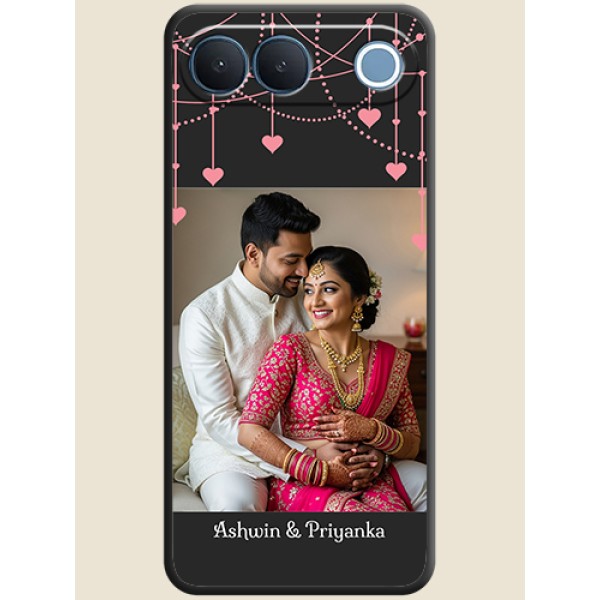 Pink Love Hangings with Text On Space Black Custom Soft Matte Mobile Back Cover - Vivo S2 5G Pink Love Hangings with Text On Space Black Custom Soft Matte Mobile Back Cover - Vivo S2 5G