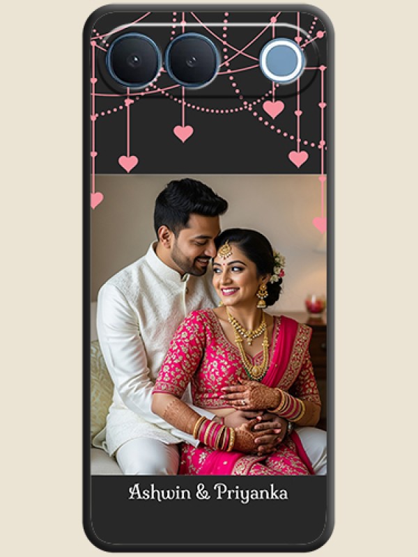Pink Love Hangings with Text On Space Black Custom Soft Matte Mobile Back Cover - Vivo S2 5G