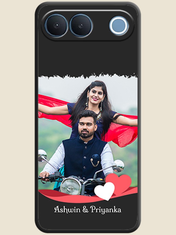 Pin Color Love Shaped Ribbon Design with Text On Space Black Custom Soft Matte Mobile Back Cover - Vivo S2 5G