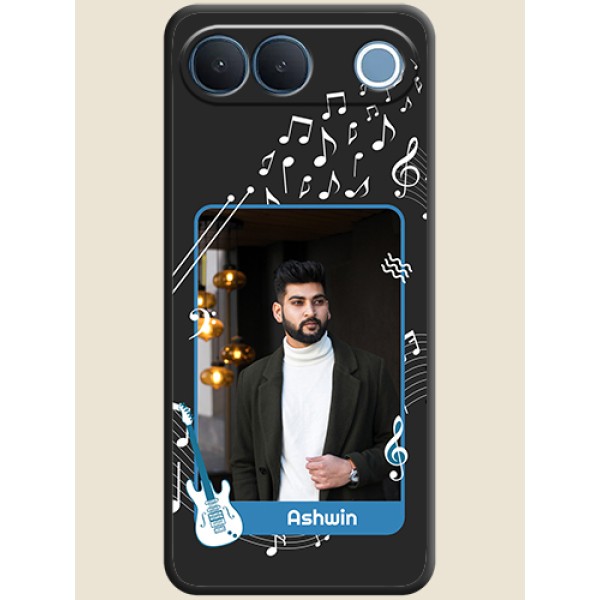 Musical Theme Design with Text on Photo On Space Black Custom Soft Matte Mobile Back Cover - Vivo S2 5G Musical Theme Design with Text on Photo On Space Black Custom Soft Matte Mobile Back Cover - Vivo S2 5G