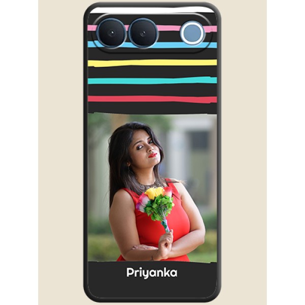 Multicolor Lines with Image On Space Black Custom Soft Matte Mobile Back Cover - Vivo S2 5G Multicolor Lines with Image On Space Black Custom Soft Matte Mobile Back Cover - Vivo S2 5G