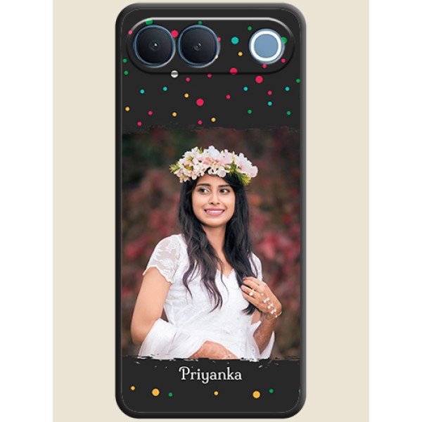 Multicolor Dotted Pattern with Text On Space Black Custom Soft Matte Mobile Back Cover - Vivo S2 5G Multicolor Dotted Pattern with Text On Space Black Custom Soft Matte Mobile Back Cover - Vivo S2 5G