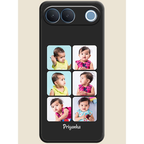 Floral Art with 6 Image Holder on Photo On Space Black Custom Soft Matte Mobile Back Cover - Vivo S2 5G Floral Art with 6 Image Holder on Photo On Space Black Custom Soft Matte Mobile Back Cover - Vivo S2 5G