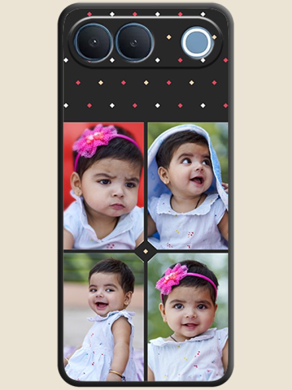 Multicolor Dotted Pattern with 4 Image Holder On Space Black Custom Soft Matte Mobile Back Cover - Vivo S2 5G