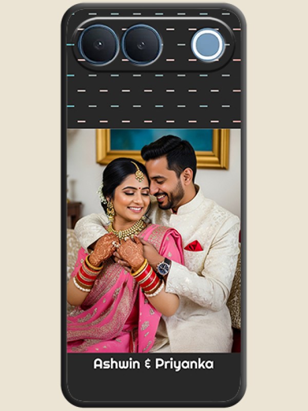 Line Pattern Design with Text On Space Black Custom Soft Matte Mobile Back Cover - Vivo S2 5G