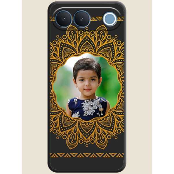 Round Image with Floral Design On Space Black Custom Soft Matte Mobile Back Cover - Vivo S2 5G Round Image with Floral Design On Space Black Custom Soft Matte Mobile Back Cover - Vivo S2 5G