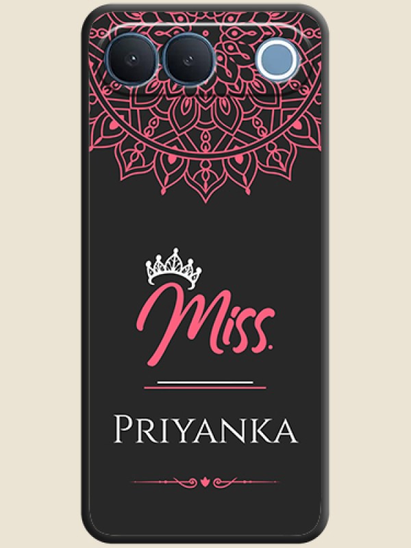 Mrs Name with Floral Design On Space Black Custom Soft Matte Mobile Back Cover - Vivo S2 5G