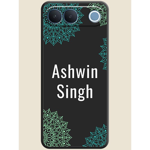 Your Name with Floral Design On Space Black Custom Soft Matte Mobile Back Cover - Vivo S2 5G