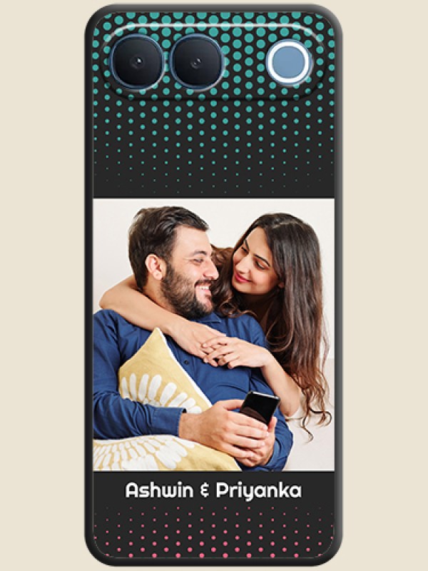 Faded Dots with Grunge Photo Frame and Text On Space Black Custom Soft Matte Mobile Back Cover - Vivo S2 5G