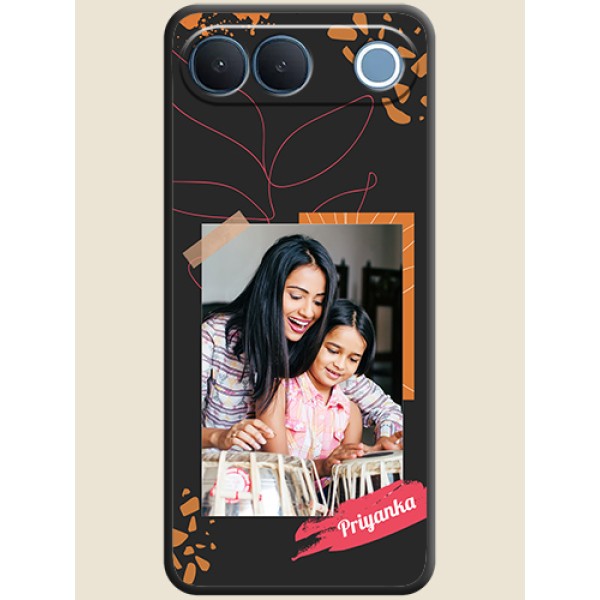 Orange Photo Frame On Space Black Custom Soft Matte Mobile Back Cover - Vivo S2 5G Orange Photo Frame On Space Black Custom Soft Matte Mobile Back Cover - Vivo S2 5G