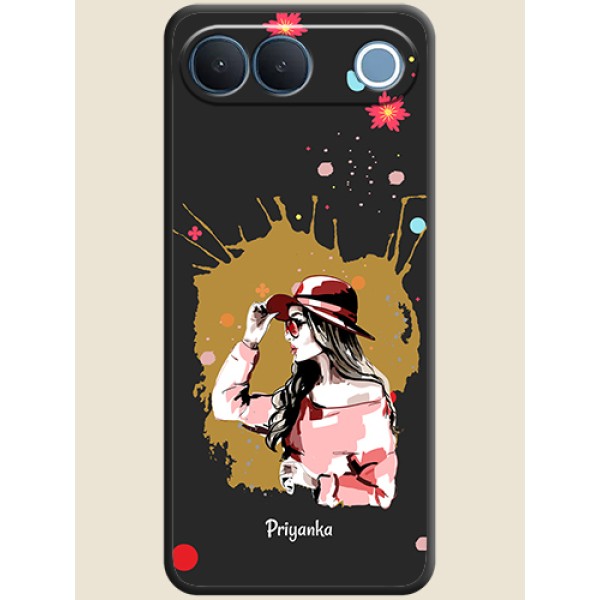 Mordern Lady With Color Splash Background With Custom Text On Space Black Custom Soft Matte Mobile Back Cover - Vivo S2 5G