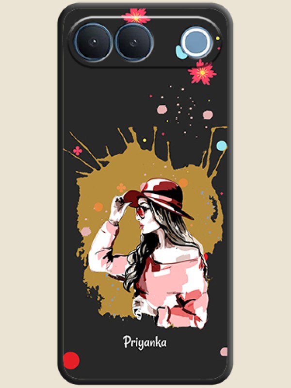 Mordern Lady With Color Splash Background With Custom Text On Space Black Custom Soft Matte Mobile Back Cover - Vivo S2 5G
