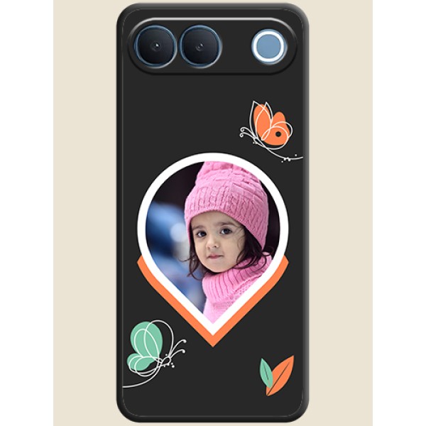 Upload Pic With Simple Butterly Design On Space Black Custom Soft Matte Mobile Back Cover - Vivo S2 5G Upload Pic With Simple Butterly Design On Space Black Custom Soft Matte Mobile Back Cover - Vivo S2 5G