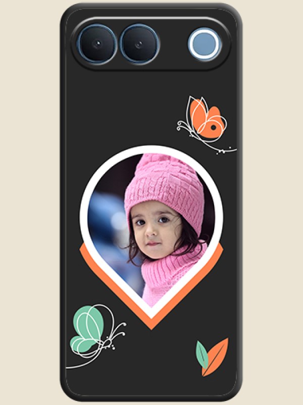 Upload Pic With Simple Butterly Design On Space Black Custom Soft Matte Mobile Back Cover - Vivo S2 5G