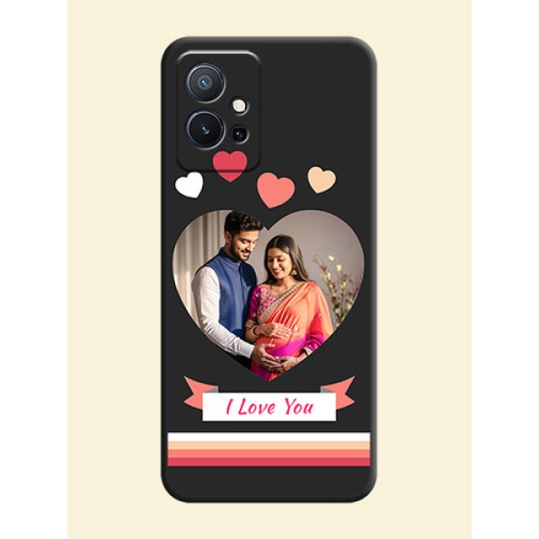 Love Shaped Photo with Colorful Stripes on Personalised Space Black Soft Matte Cases - Vivo T1 5G Love Shaped Photo with Colorful Stripes on Personalised Space Black Soft Matte Cases - Vivo T1 5G