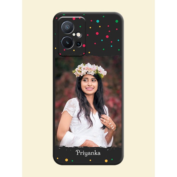Multicolor Dotted Pattern with Text on Space Black Custom Soft Matte Phone Back Cover - Vivo T1 5G Multicolor Dotted Pattern with Text on Space Black Custom Soft Matte Phone Back Cover - Vivo T1 5G