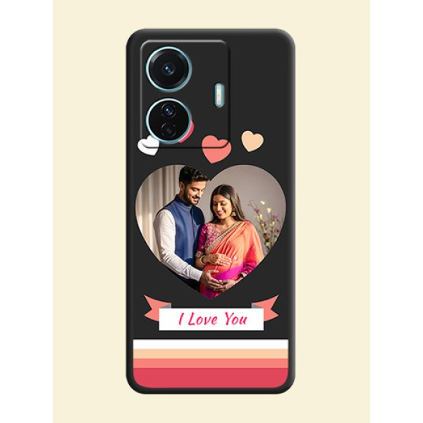 Love Shaped Photo with Colorful Stripes on Personalised Space Black Soft Matte Cases - Vivo T1 Pro 5G Love Shaped Photo with Colorful Stripes on Personalised Space Black Soft Matte Cases - Vivo T1 Pro 5G