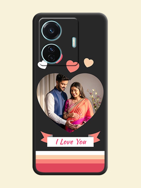 Love Shaped Photo with Colorful Stripes on Personalised Space Black Soft Matte Cases - Vivo T1 Pro 5G
