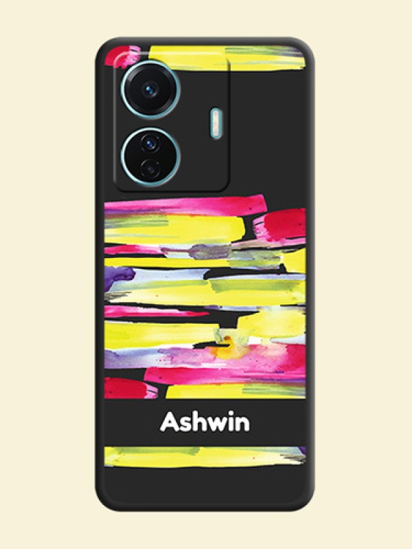 Brush Coloured on Space Black Personalized Soft Matte Phone Covers - Vivo T1 Pro 5G