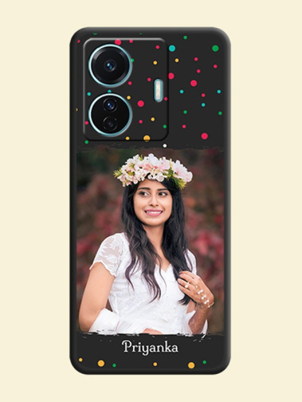 Multicolor Dotted Pattern with Text on Space Black Custom Soft Matte Phone Back Cover - Vivo T1 Pro 5G