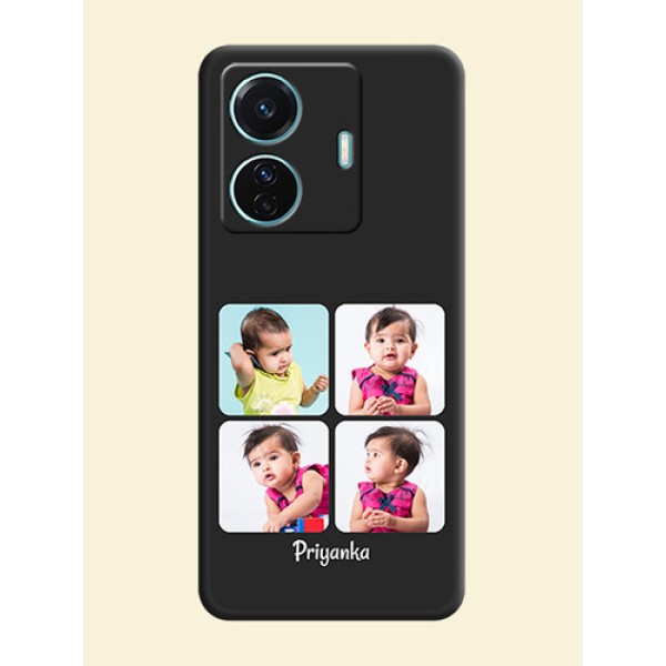 Floral Art with 6 Image Holder on Photo on Space Black Soft Matte Mobile Case - Vivo T1 Pro 5G