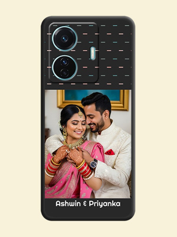 Line Pattern Design with Text on Space Black Custom Soft Matte Phone Back Cover - Vivo T1 Pro 5G