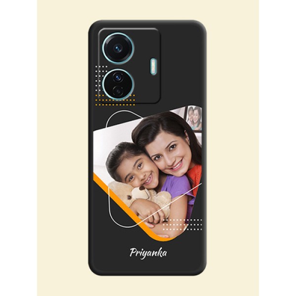 Yellow Triangle on Photo on Space Black Soft Matte Phone Cover - Vivo T1 Pro 5G Yellow Triangle on Photo on Space Black Soft Matte Phone Cover - Vivo T1 Pro 5G