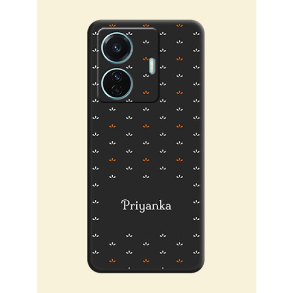 Simple Pattern With Custom Text On Space Black Personalized Soft Matte Phone Covers -Vivo T1 Pro 5G Simple Pattern With Custom Text On Space Black Personalized Soft Matte Phone Covers -Vivo T1 Pro 5G