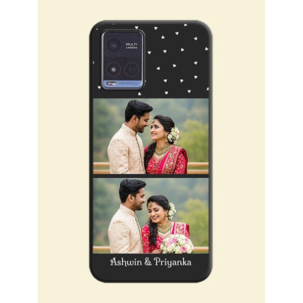 Miniature Love Symbols with Name on Space Black Custom Soft Matte Back Cover - Vivo T1x Miniature Love Symbols with Name on Space Black Custom Soft Matte Back Cover - Vivo T1x