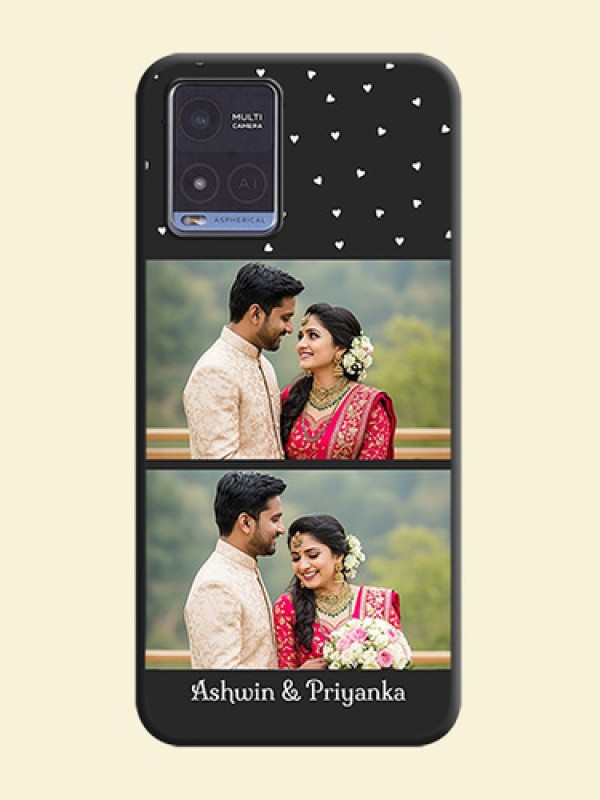 Miniature Love Symbols with Name on Space Black Custom Soft Matte Back Cover - Vivo T1x