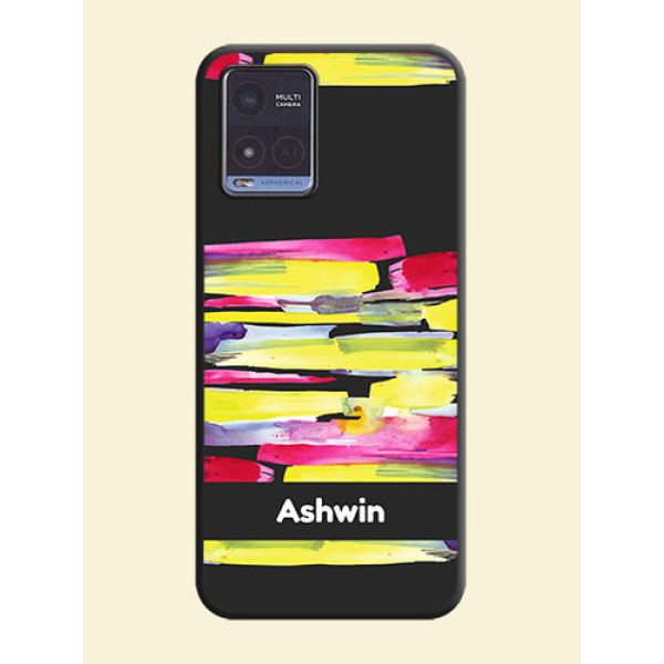 Brush Coloured on Space Black Personalized Soft Matte Phone Covers - Vivo T1x Brush Coloured on Space Black Personalized Soft Matte Phone Covers - Vivo T1x