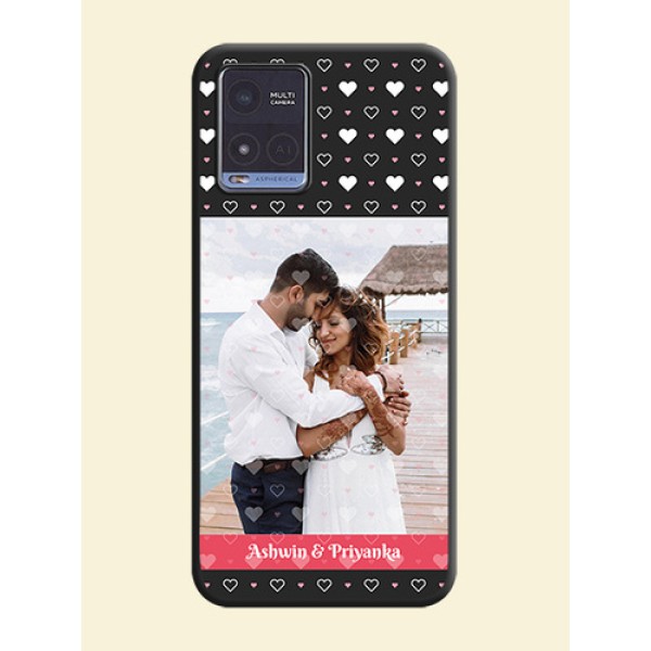 White Color Love Symbols with Text Design on Photo on Space Black Soft Matte Phone Cover - Vivo T1x White Color Love Symbols with Text Design on Photo on Space Black Soft Matte Phone Cover - Vivo T1x
