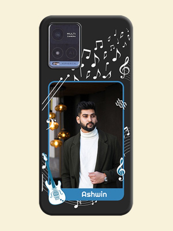 Musical Theme Design with Text on Photo on Space Black Soft Matte Mobile Case - Vivo T1x